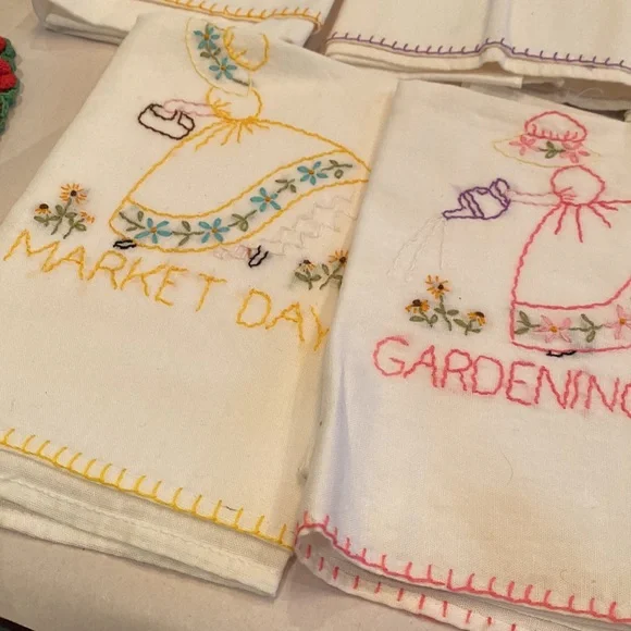 Vintage tea towels days of the week bake iron cleaning market gardening … - Picture 4 of 15